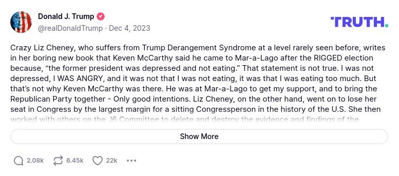 Post image from Donald Trump