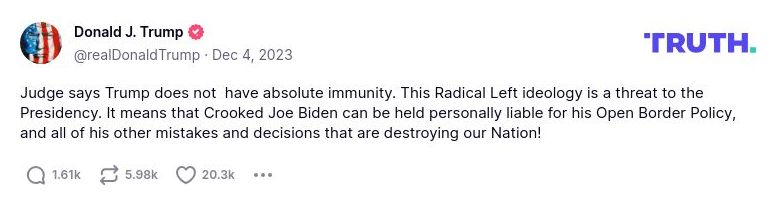 Post image from Donald Trump