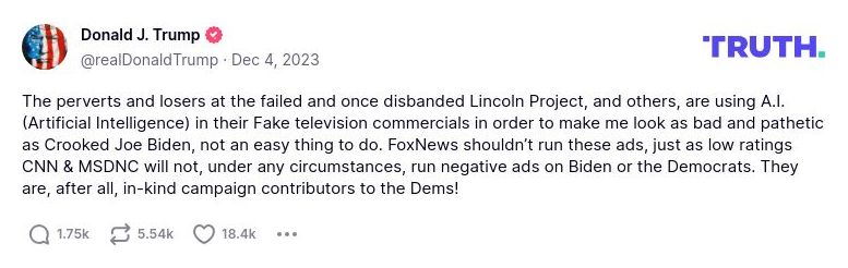 Post preview from Donald Trump