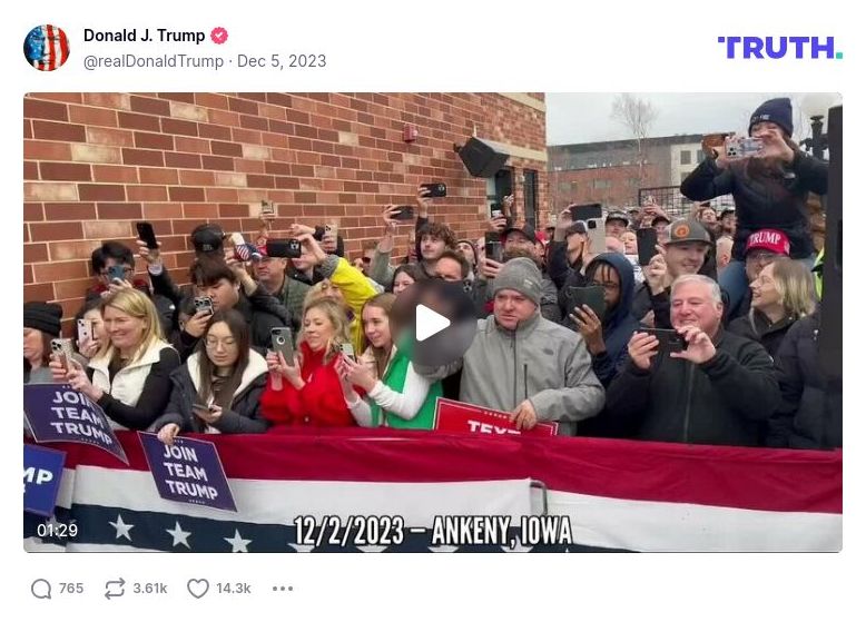 Post image from Donald Trump