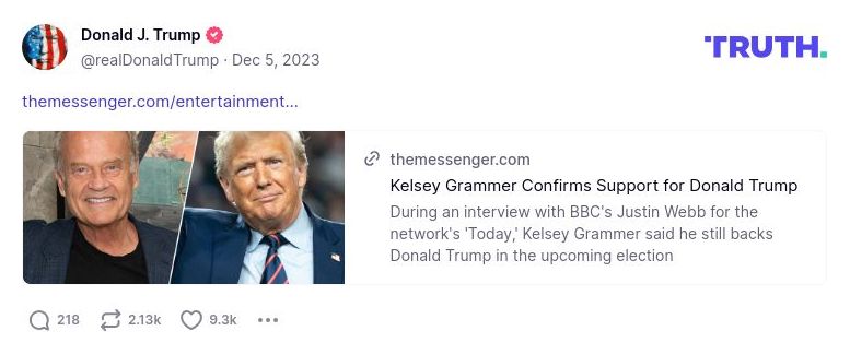 Post image from Donald Trump