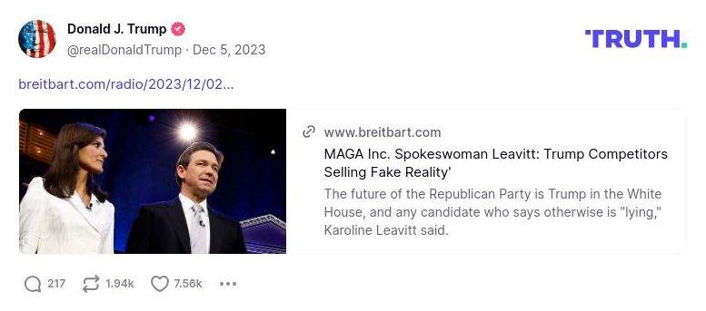 Post image from Donald Trump