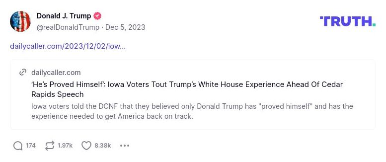 Post image from Donald Trump