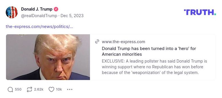 Post image from Donald Trump