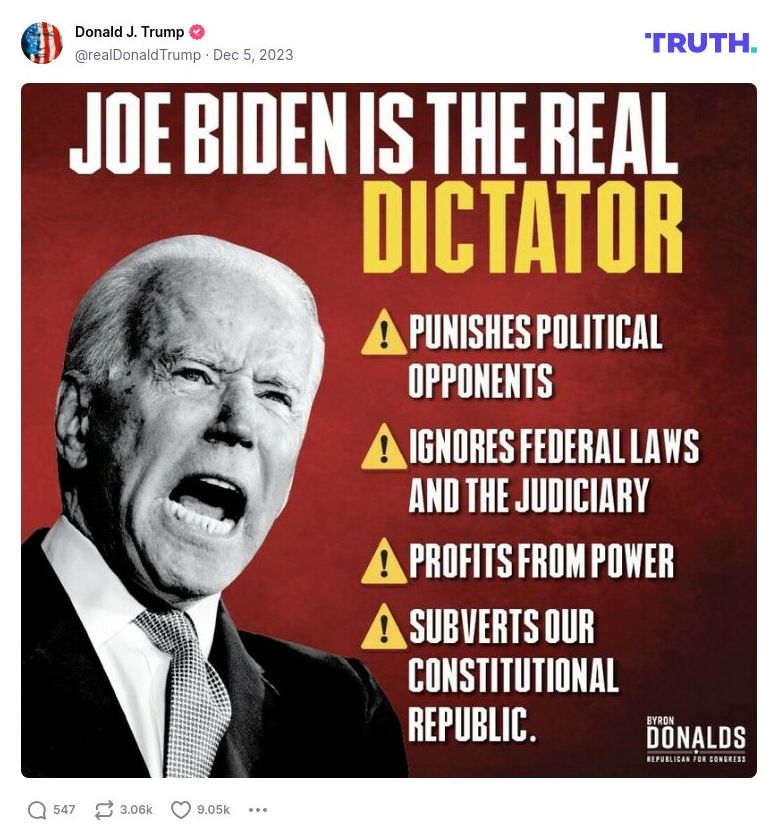 Post image from Donald Trump