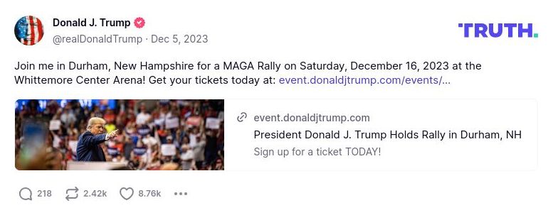 Post image from Donald Trump