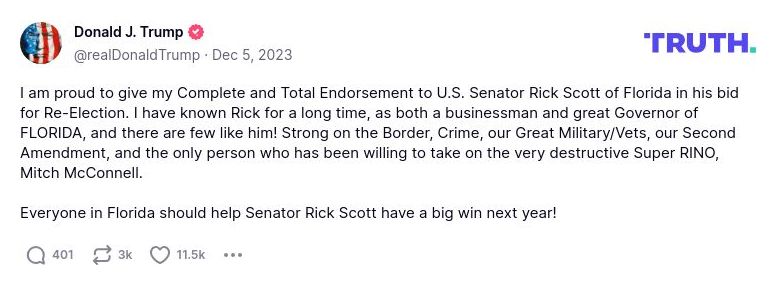 Post image from Donald Trump