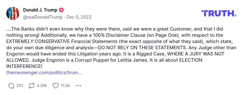 Post image from Donald Trump