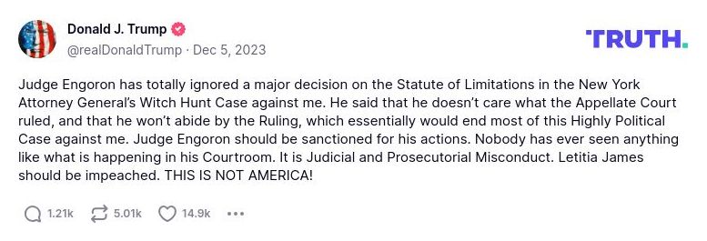 Post image from Donald Trump