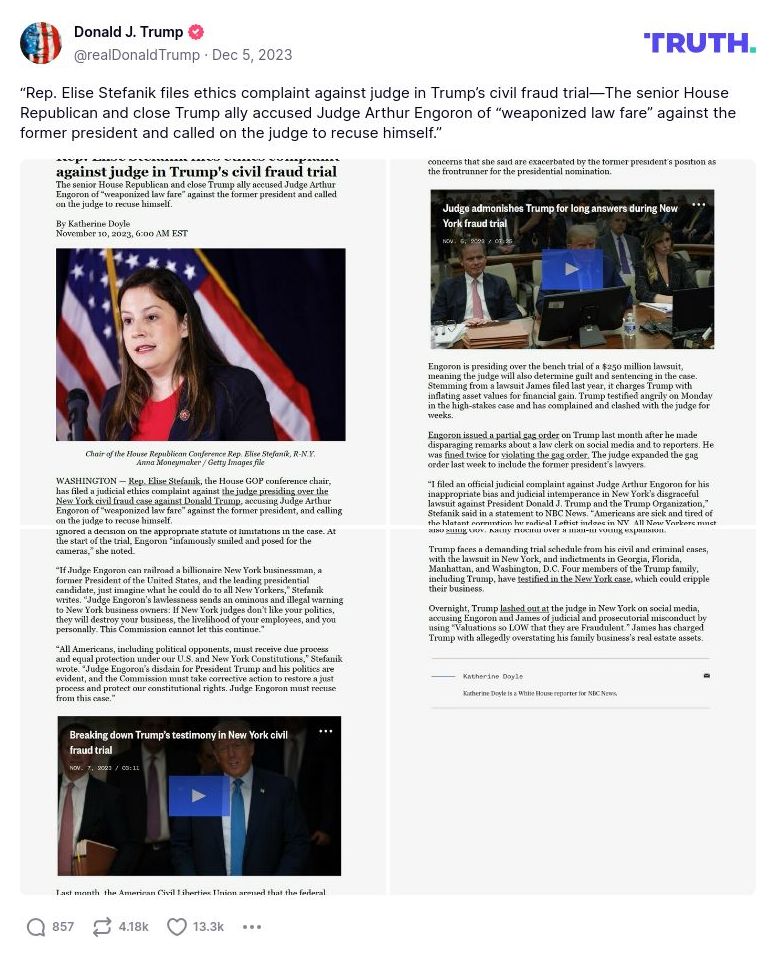 Post image from Donald Trump