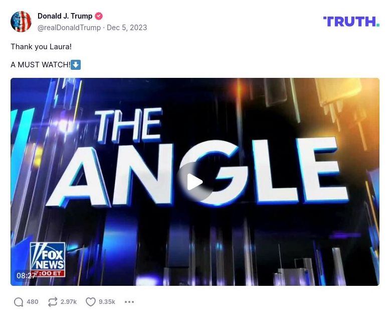 Post image from Donald Trump