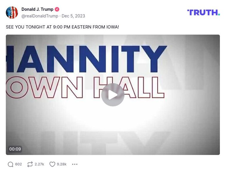 Post image from Donald Trump