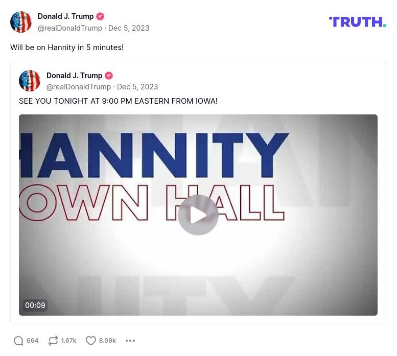 Post image from Donald Trump