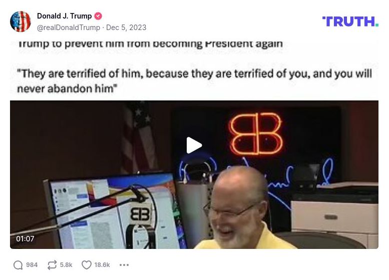 Post image from Donald Trump