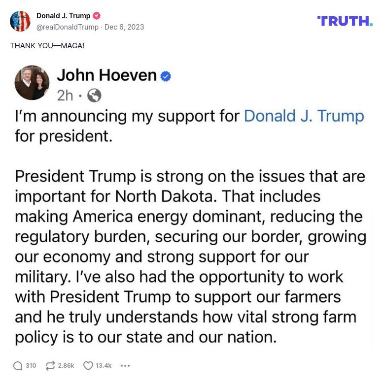 Post image from Donald Trump