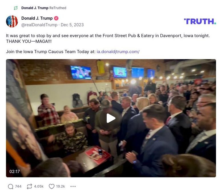 Post image from Donald Trump