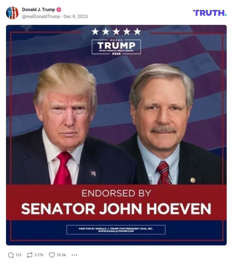 Post image from Donald Trump