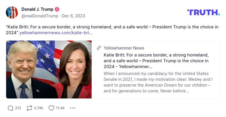 Post image from Donald Trump