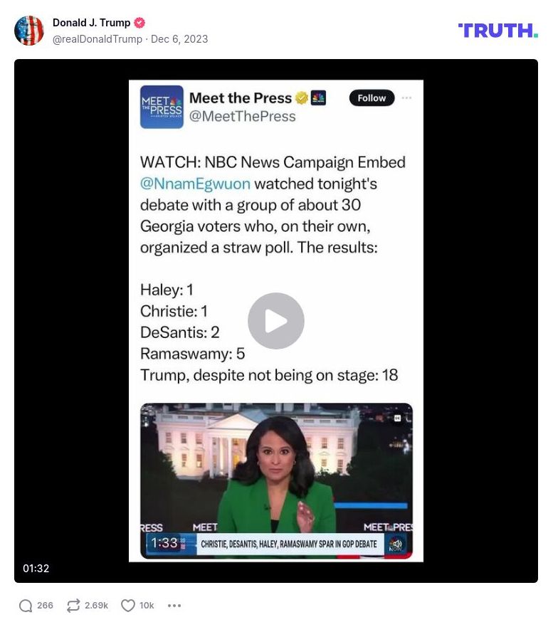 Post image from Donald Trump