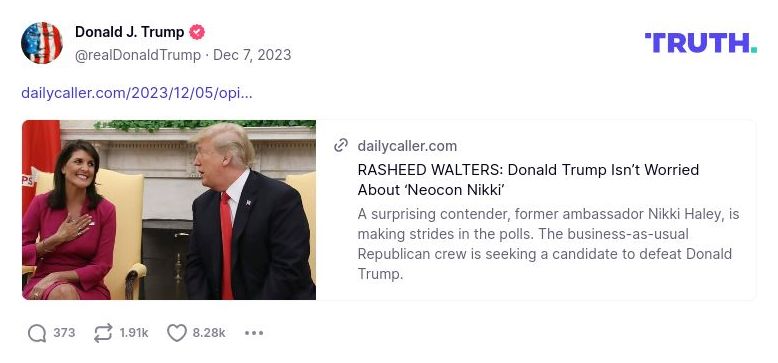 Post image from Donald Trump