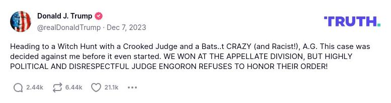 Post image from Donald Trump