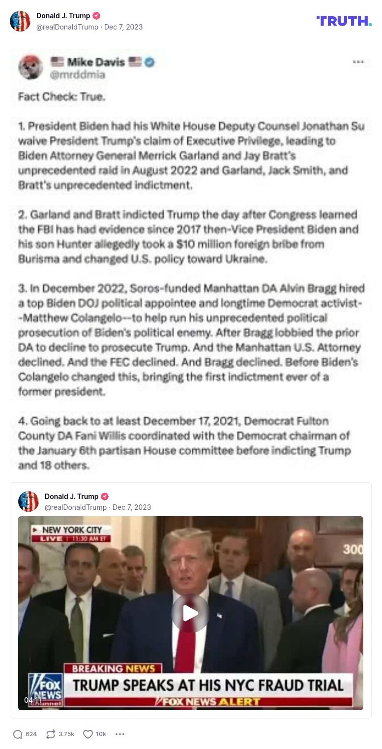 Post image from Donald Trump