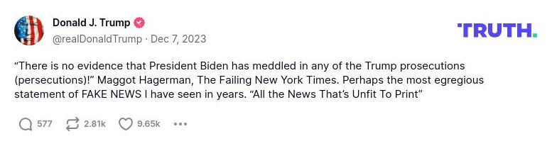 Post image from Donald Trump