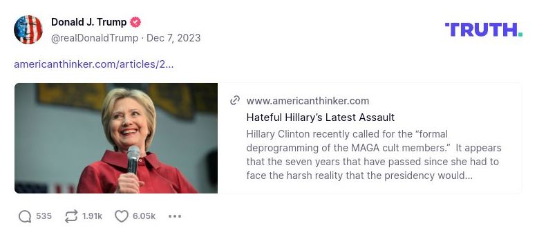 Post image from Donald Trump