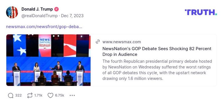 Post image from Donald Trump