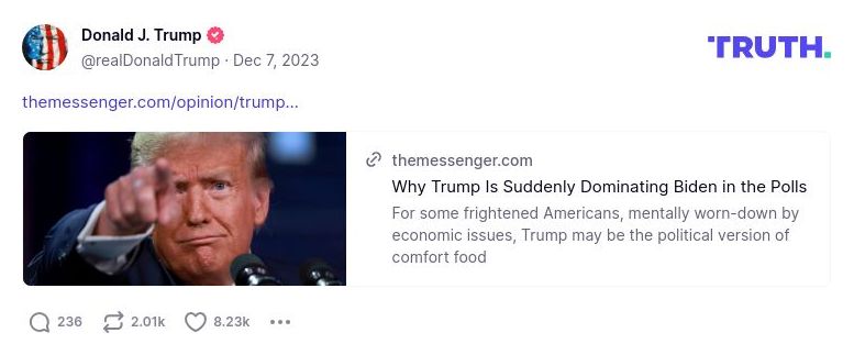 Post preview from Donald Trump