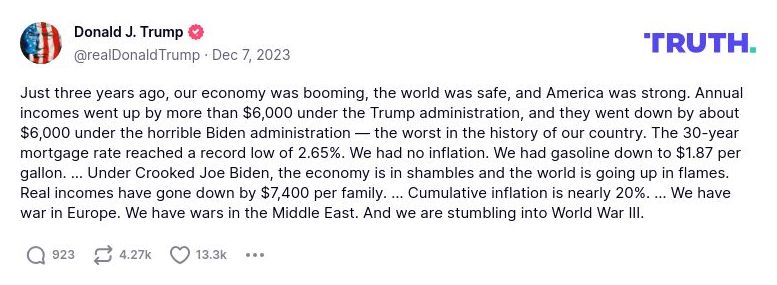 Post preview from Donald Trump