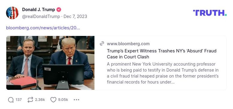 Post image from Donald Trump