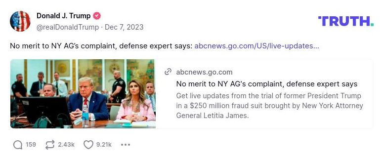 Post image from Donald Trump