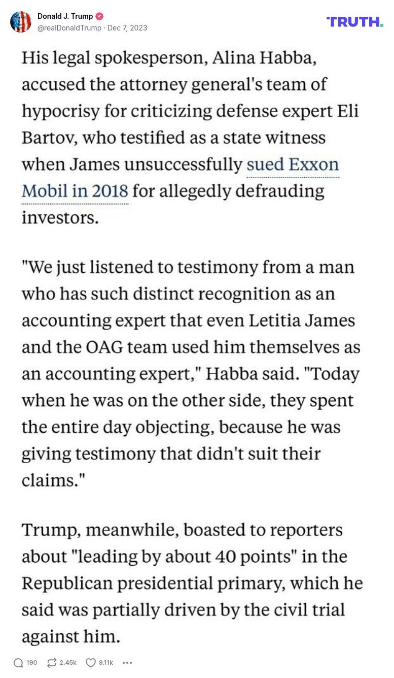 Post image from Donald Trump