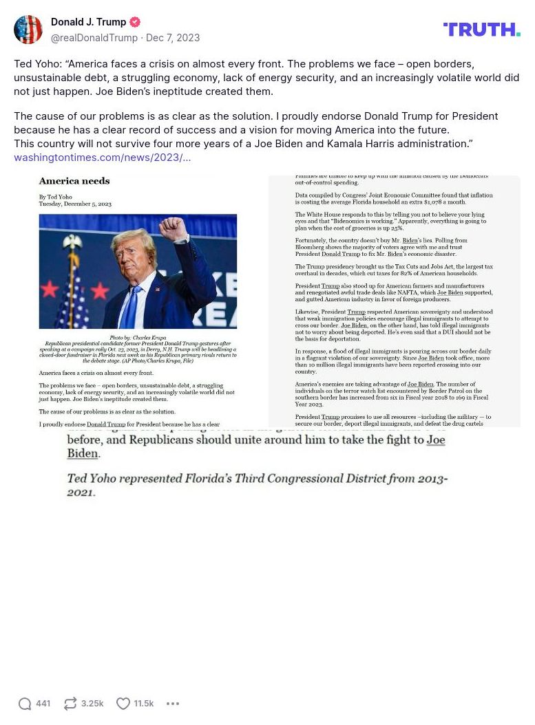 Post image from Donald Trump