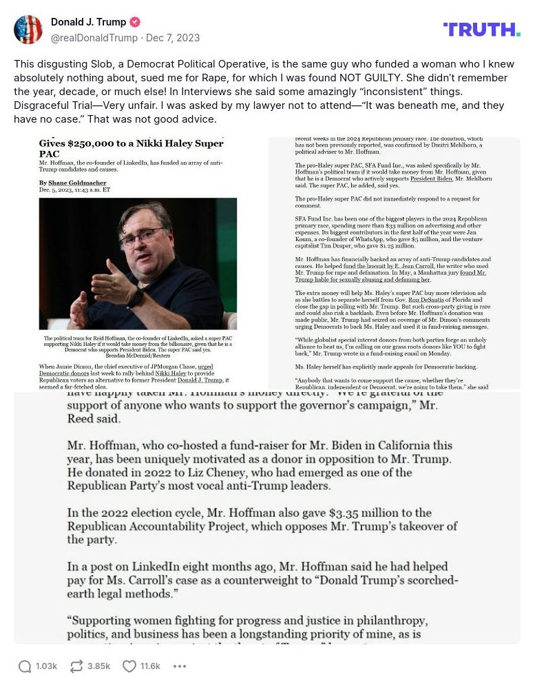 Post image from Donald Trump