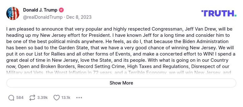 Post preview from Donald Trump