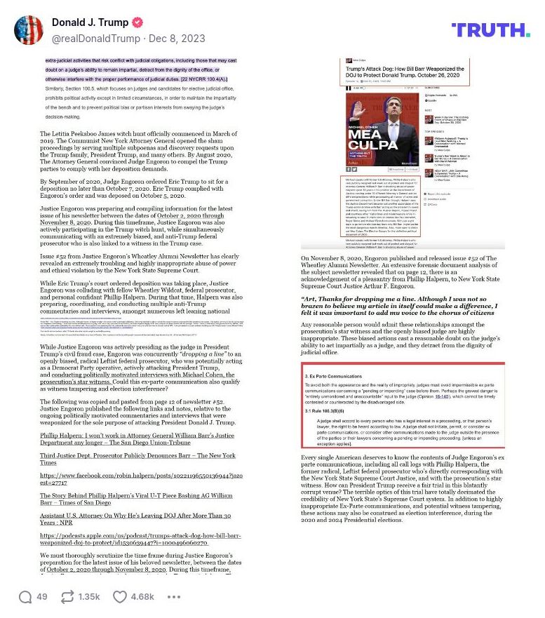 Post image from Donald Trump