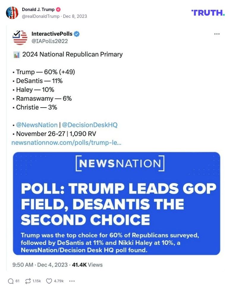 Post image from Donald Trump