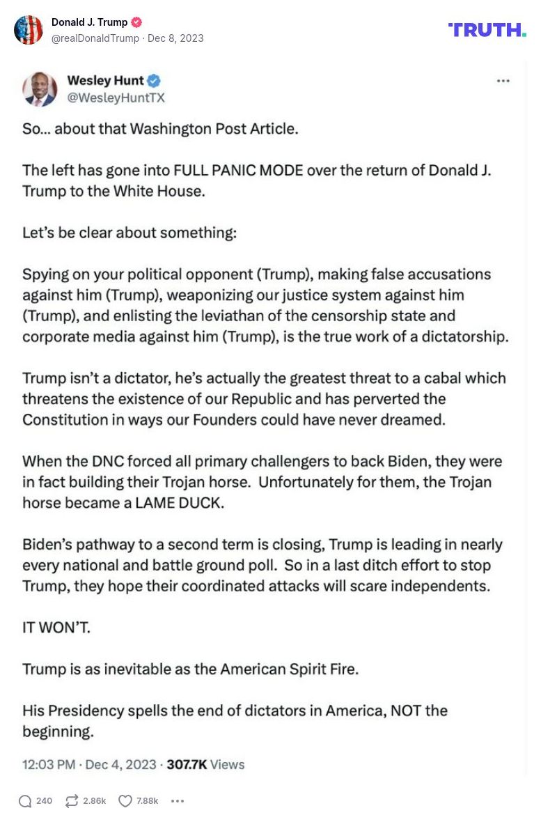 Post image from Donald Trump