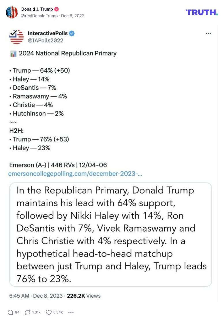 Post image from Donald Trump