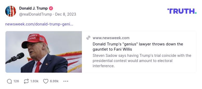 Post image from Donald Trump