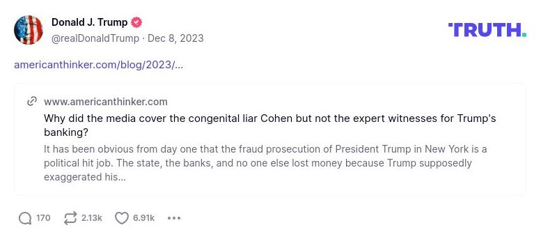 Post image from Donald Trump