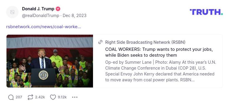 Post image from Donald Trump