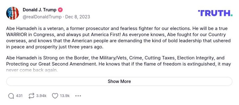 Post image from Donald Trump