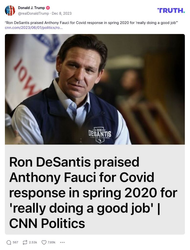 Post preview from Donald Trump