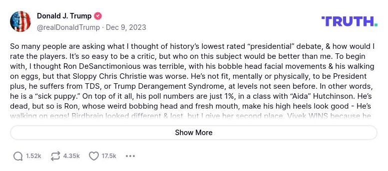 Post image from Donald Trump