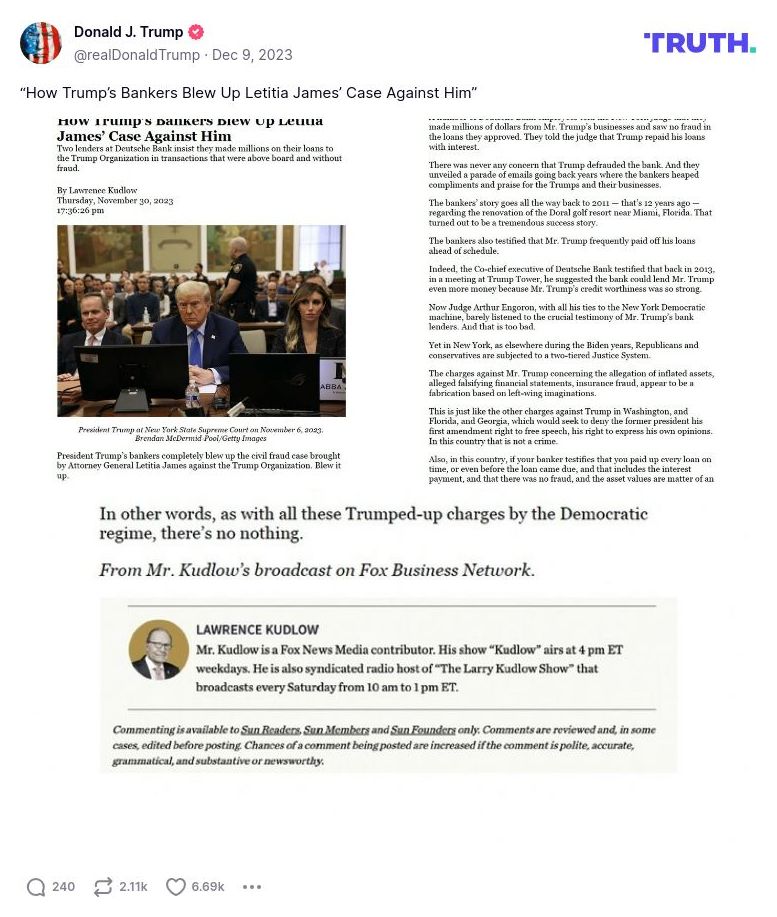 Post image from Donald Trump