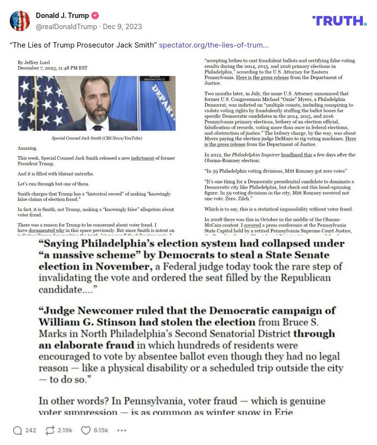 Post image from Donald Trump