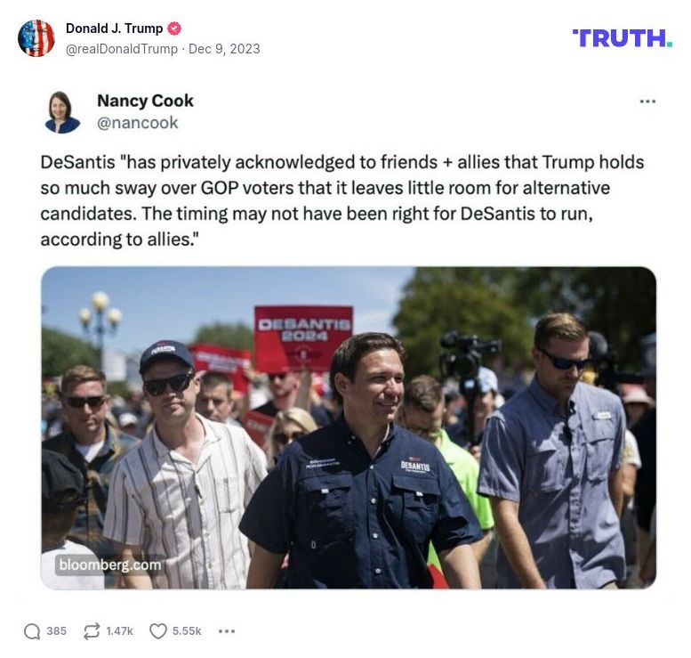 Post image from Donald Trump